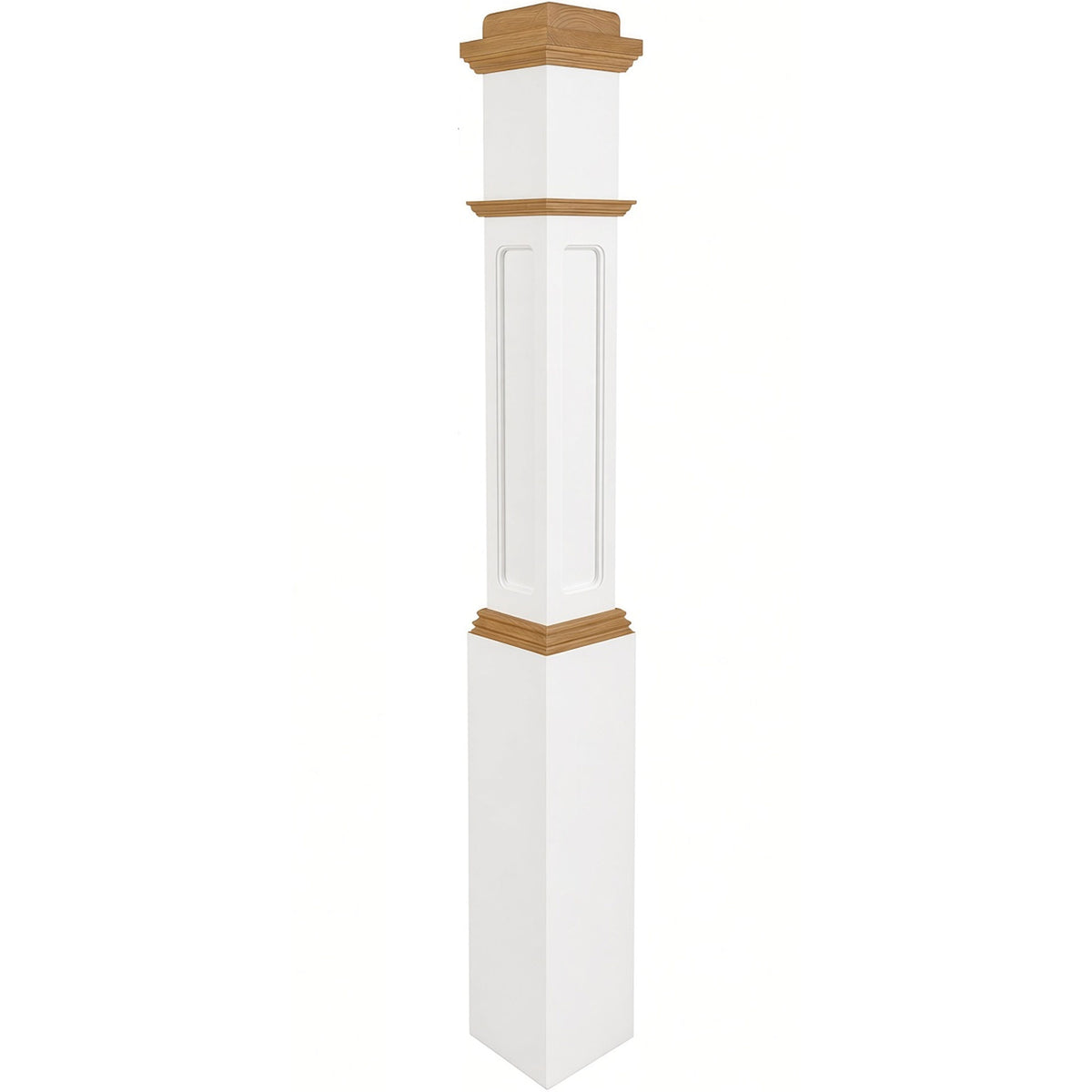 FP-4091-PSST CNC Flat Panel Box Newel Post, Primed with Special Species Trim