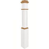 FP-4091-PSST CNC Flat Panel Box Newel Post, Primed with Special Species Trim
