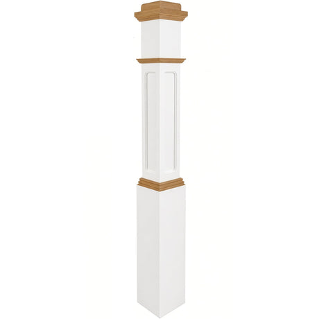 FP-4091-PSST CNC Flat Panel Box Newel Post, Primed with Special Species Trim
