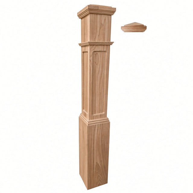 FP-4092 Flat Panel Large Flat Panel Box Newel Post, Alder