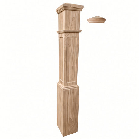 FP-4092 Flat Panel Large Box Newel Post, Hickory