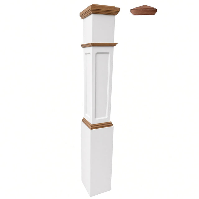 FP-4092 Primed with Special Species Trim Flat Panel Large Box Newel Post