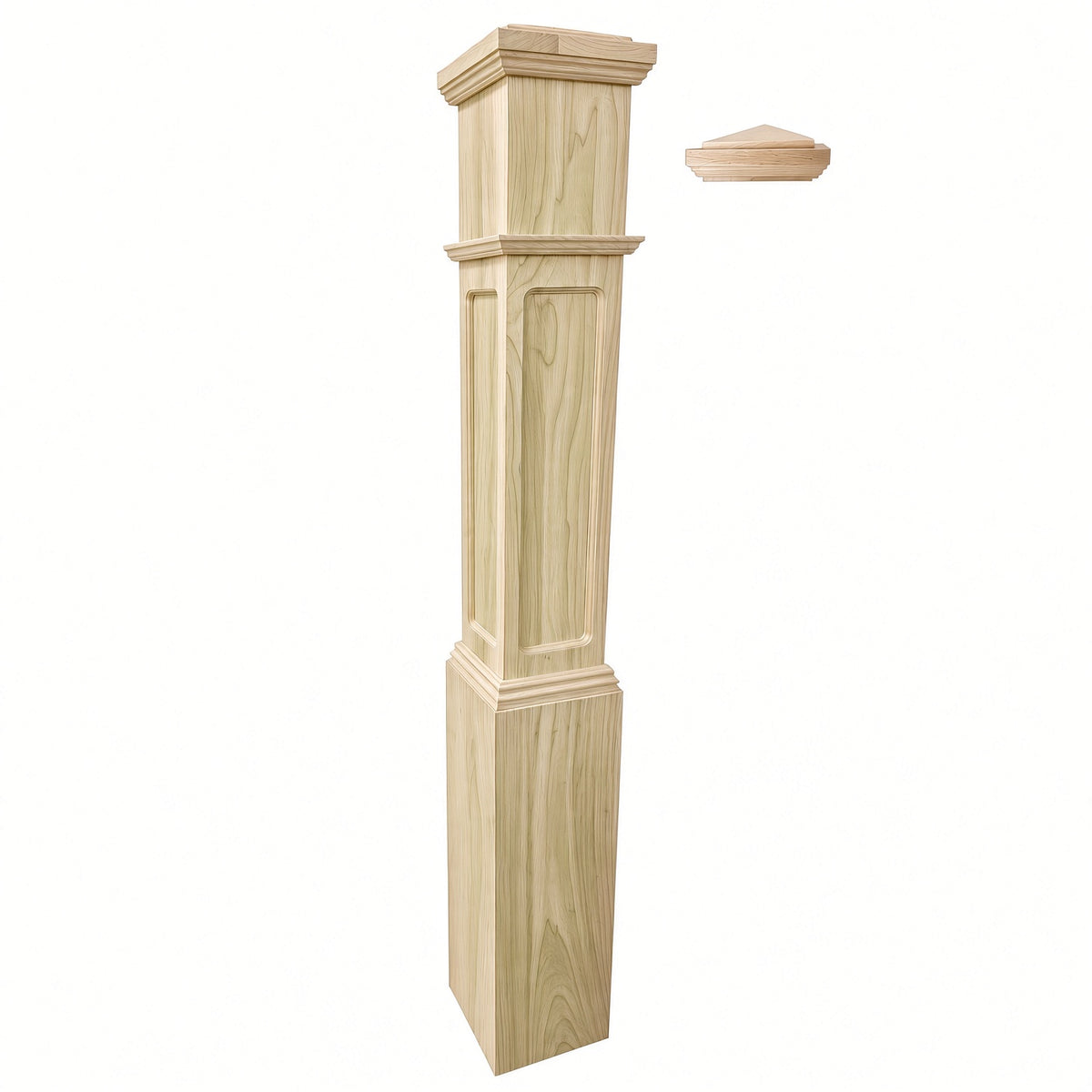 FP-4092 Flat Panel Large Flat Panel Box Newel Post, Poplar