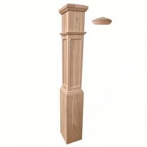FP-4092 Flat Panel Large Flat Panel Box Newel Post, Red Oak