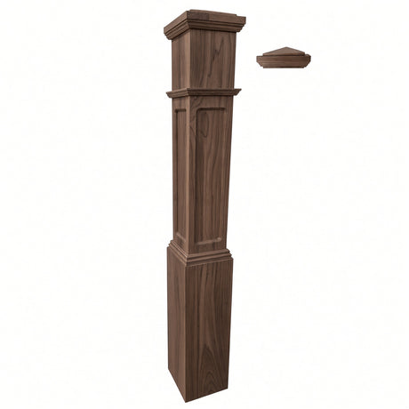 FP-4092 Flat Panel Large Flat Panel Box Newel Post, Walnut