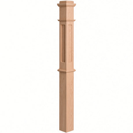 FP-4375 CNC Flat Panel Box Newel Post, Alder