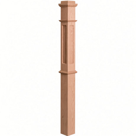 FP-4375 CNC Flat Panel Box Newel Post, American Cherry