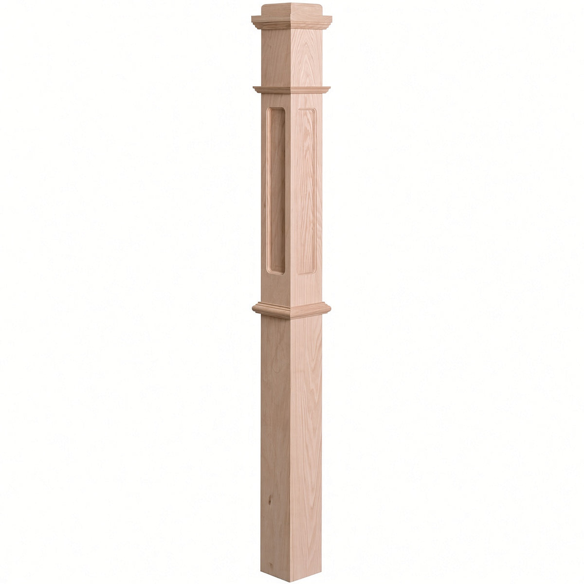 FP-4375 CNC Flat Panel Box Newel Post, Beech