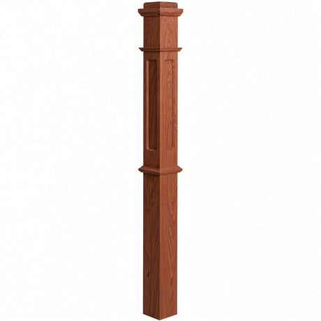 FP-4375 CNC Flat Panel Box Newel Post, Brazilian Cherry