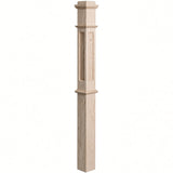 FP-4375 CNC Flat Panel Box Newel Post, Hickory
