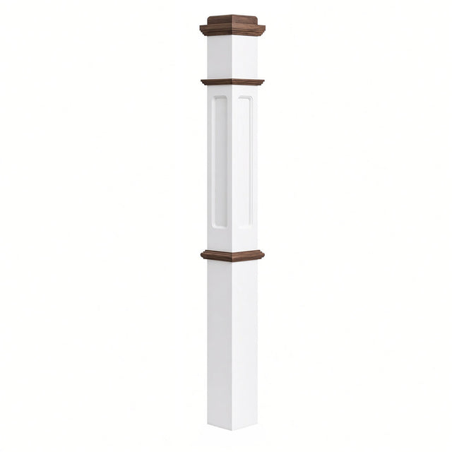FP-4375-PSST CNC Flat Panel 4-3/4" x 62" Box Newel Post, Primed with Special Species Trim