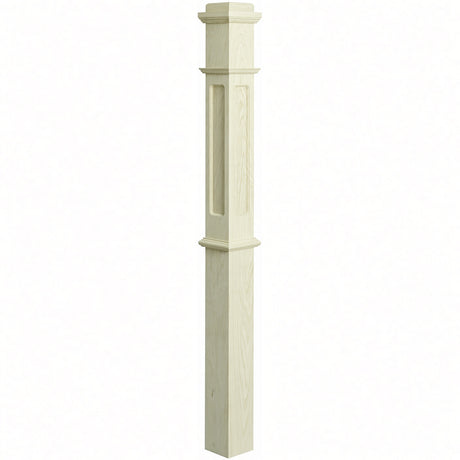 FP-4375 CNC Flat Panel Box Newel Post, Poplar