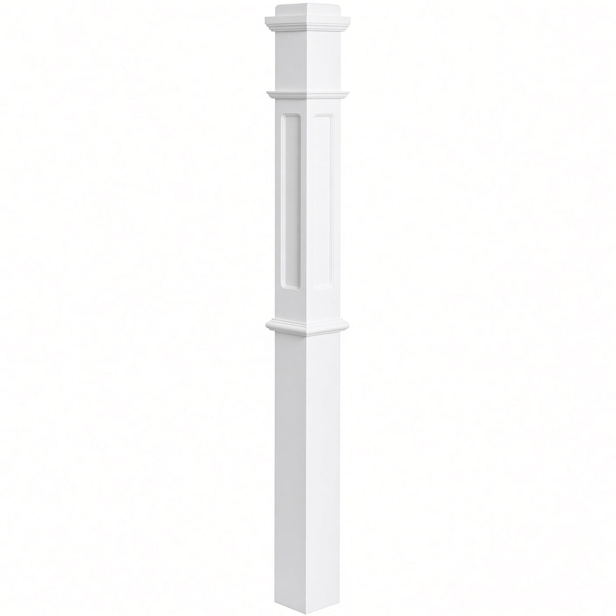FP-4375 CNC Flat Panel Box Newel Post, Primed