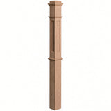 FP-4375 CNC Flat Panel Box Newel Post, Red Oak
