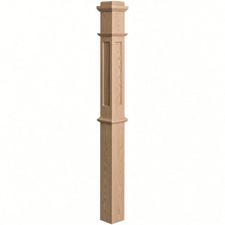 FP-4375 CNC Flat Panel Box Newel Post, White Oak