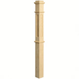 FP-4375 CNC Flat Panel Box Newel Post, Yellow Pine