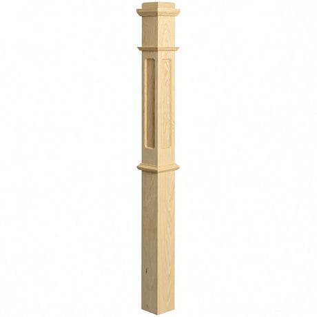 FP-4375 CNC Flat Panel Box Newel Post, Yellow Pine