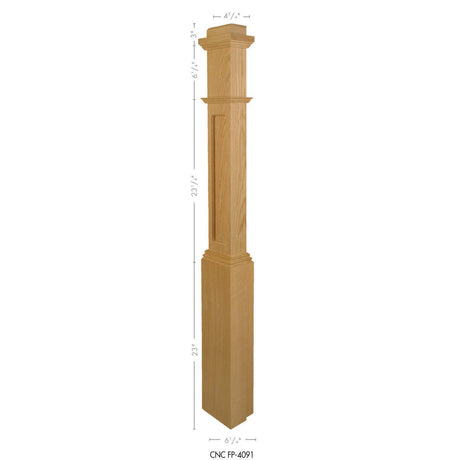 FP-4091 Primed with Special Species Trim Flat Panel Box Newel Post, Half Newel