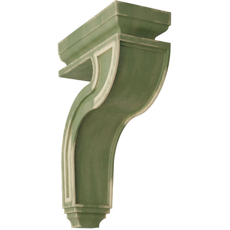 Hollow Back Wood Vintage Decor Corbel (CORWD04X08X13HA) Vintage Restoration Green