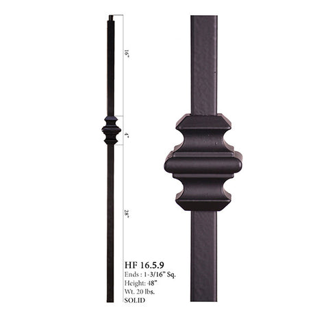 HF16.5.9 Single Knuckle Iron Newel Post
