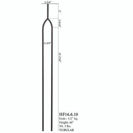 Long Arche Tubular Steel Baluster 