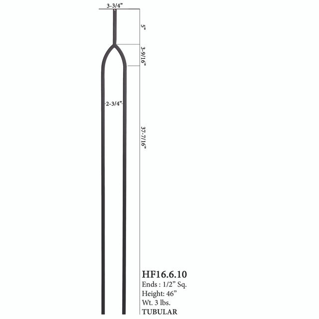 Long Arche Tubular Steel Baluster 