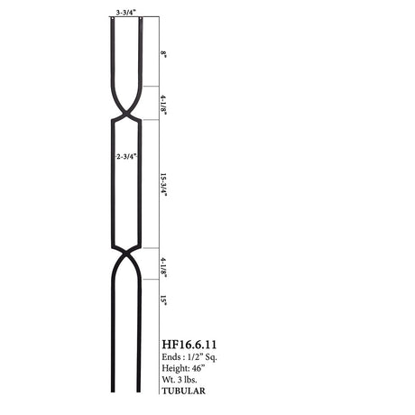 HF16.6.10 Long Crossed Arche Tubular Steel Baluster