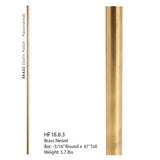 HF18.8.3 1-3/16" Round Iron Newel Post, BRASS