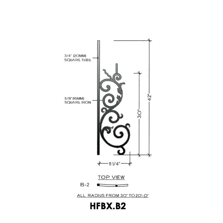 HFBX.B2 Bordeaux Radius Rake Iron Panel