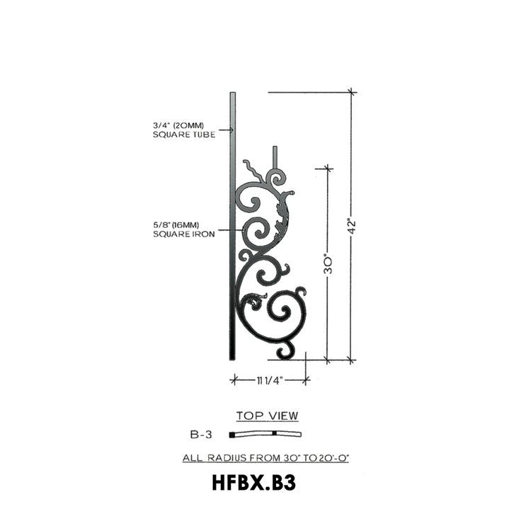 HFBX.B3 Bordeaux Radius Rake Iron Panel
