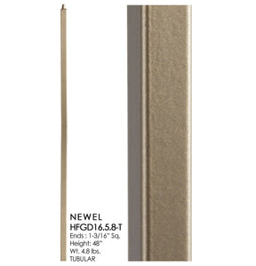 HF16.5.8-T Plain Tubular Steel Newel, Dorado Gold