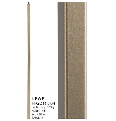 HF16.5.8-T Plain Tubular Steel Newel, Dorado Gold