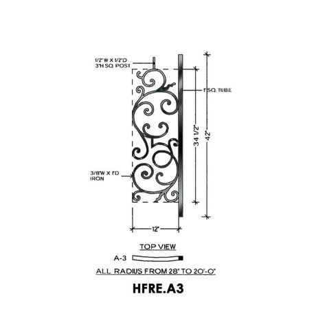 HFRE.A3 Curved Iron Balcony Panel 