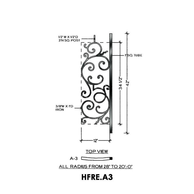 HFRE.A3 Curved Iron Balcony Panel 
