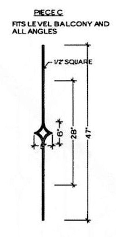 HFSE.C Single Star Seville Iron Baluster