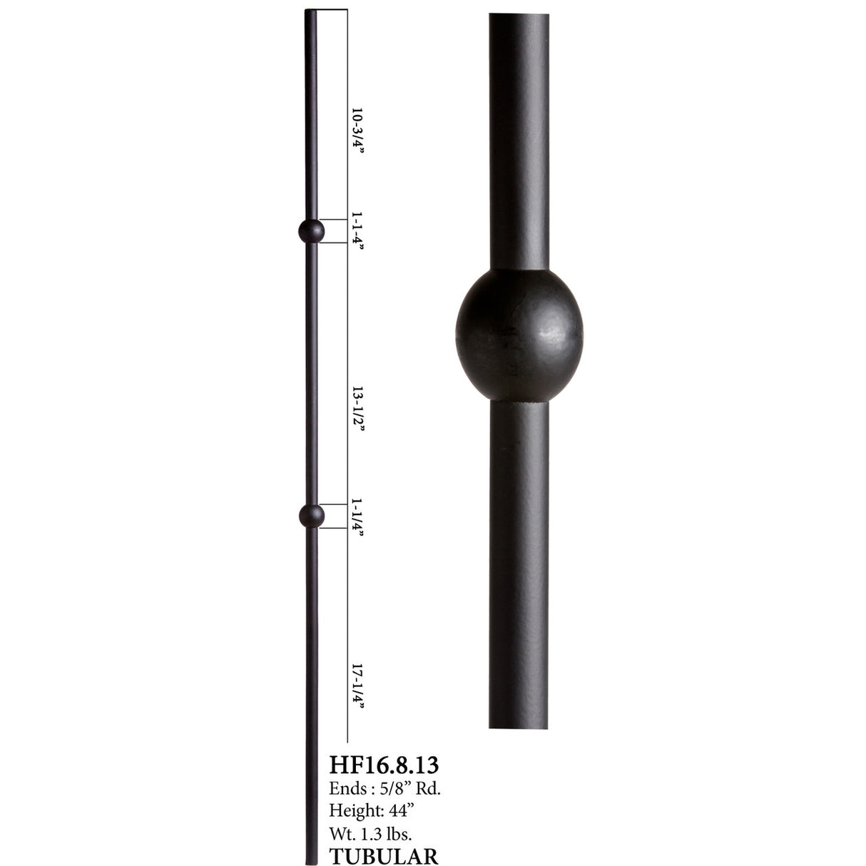 HF16.8.13 Round Double Sphere Hollow Baluster Dimensional Information