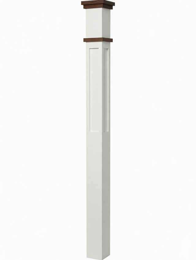MFP-4075 Primed Farmhouse-Style with Special Species Trim Box Newel