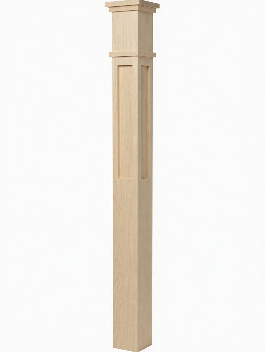 MFP-4075 Actual Flat Panel Box Newels, Soft Maple