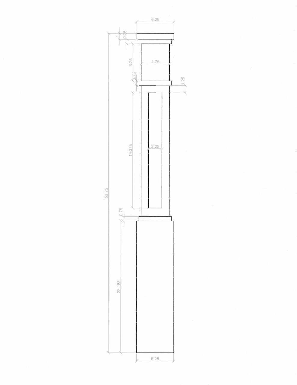 MFP-4091 Primed with Special Species Trim Box Newel Post CADD
