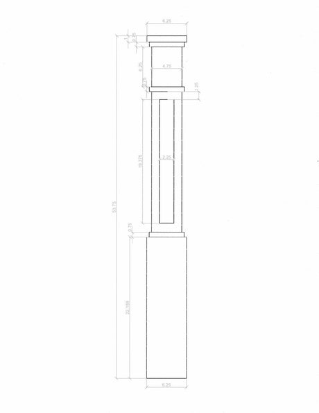 MFP-4091 Primed with Special Species Trim Box Newel Post CADD