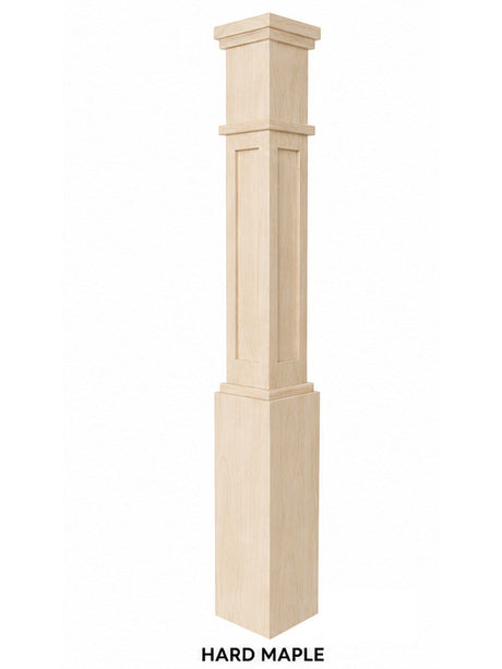 MFP-4091 Actual Flat Panel Mission-Style Box Newel Post, Hard Maple