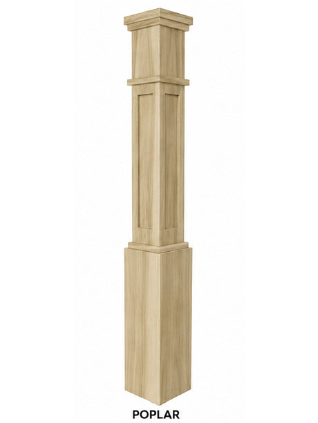 MFP-4091 Actual Flat Panel Mission-Style Box Newel Post, Poplar