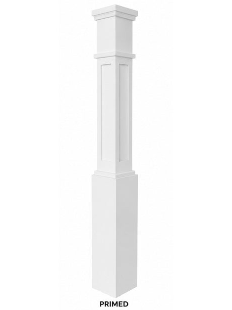 MFP-4091 Actual Flat Panel Mission-Style Box Newel Post, Primed