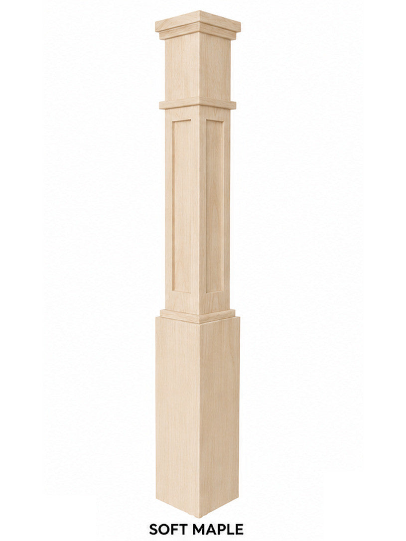 MFP-4091 Actual Flat Panel Mission-Style Box Newel Post, Soft Maple