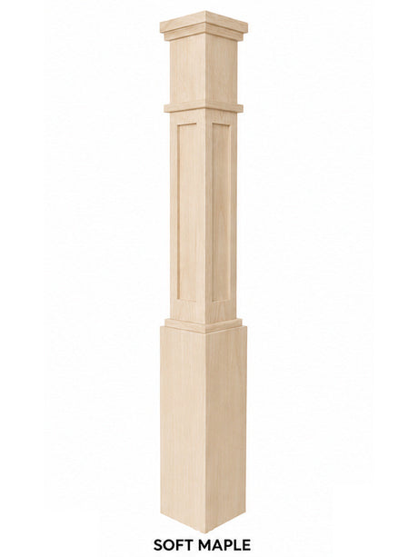 MFP-4091 Actual Flat Panel Mission-Style Box Newel Post, Soft Maple