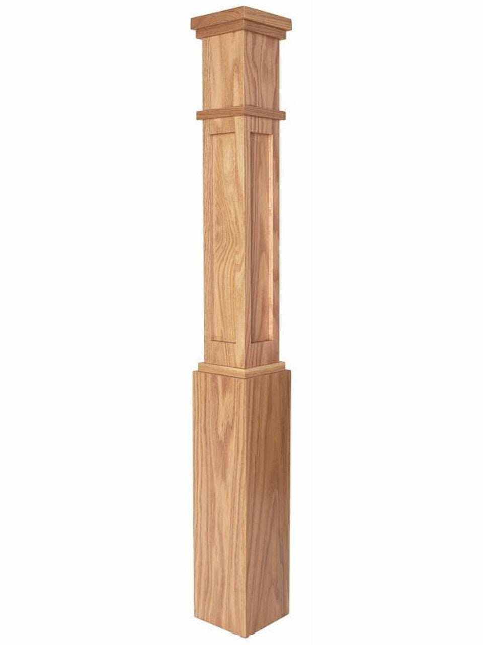 MFP-4091 Actual Flat Panel Mission-Style Box Newel Post, Red Oak