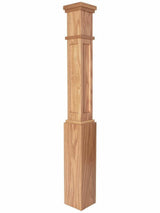 MFP-4091 Actual Flat Panel Mission-Style Box Newel Post, Red Oak