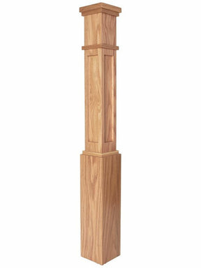MFP-4091 Actual Flat Panel Mission-Style Box Newel Post, Red Oak