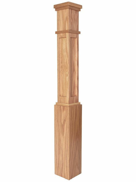 MFP-4091 Actual Flat Panel Mission-Style Box Newel Post, Red Oak