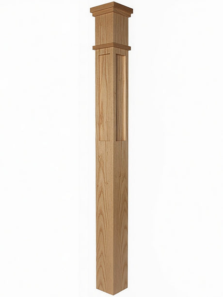 MFP-4375 Actual Flat Panel Mission-Style Box Newel Post White Oak